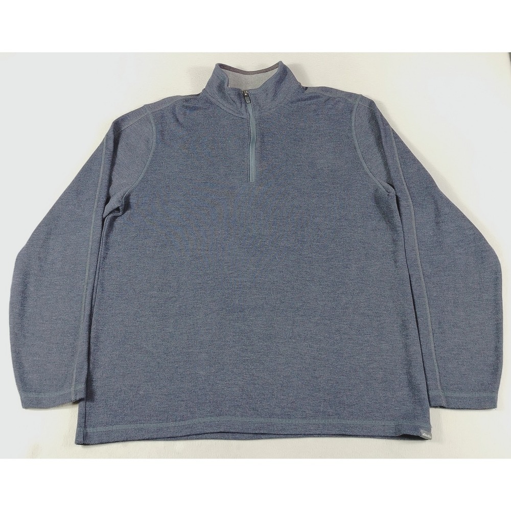 Eddie Bauer Sweatshirt Mens XLT Blue 1/4 Zip Fleece Pullover Mock Neck